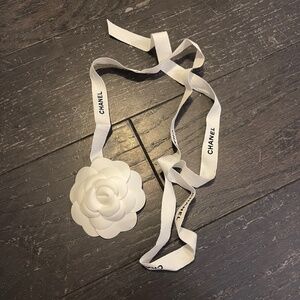 Chanel black white ribbon decoration gift wrapping with camellia flower 105cm